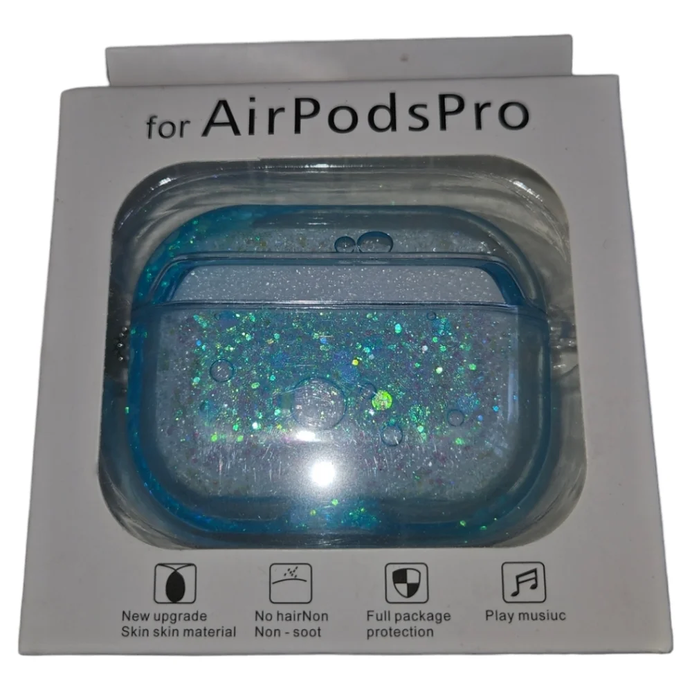 Apple Blue & Circle Glitter Liquid Movement AirpodPro Case Protector